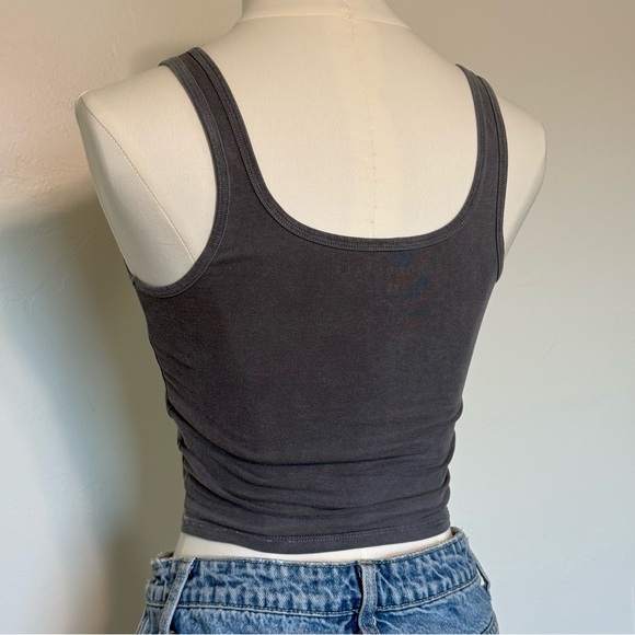 Aeropostale Hook-Front Cropped Tank Washed Charcoal Gray XS - Picture 6 of 9